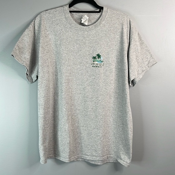 Maui Hawaii Mens Embroidered Grey Crewneck T-Shirt Gildan Ultra Cotton L - Picture 11 of 11